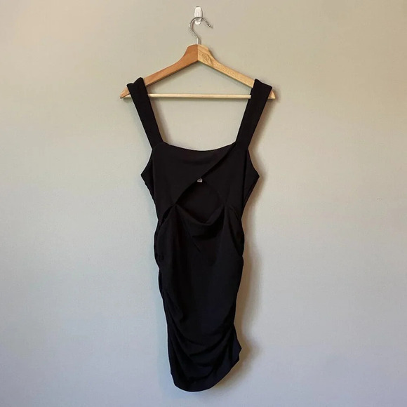 Mable Womens Medium Bodycon Cut Out Front Twist Mini Party Going Out Black Dress - Picture 1 of 16